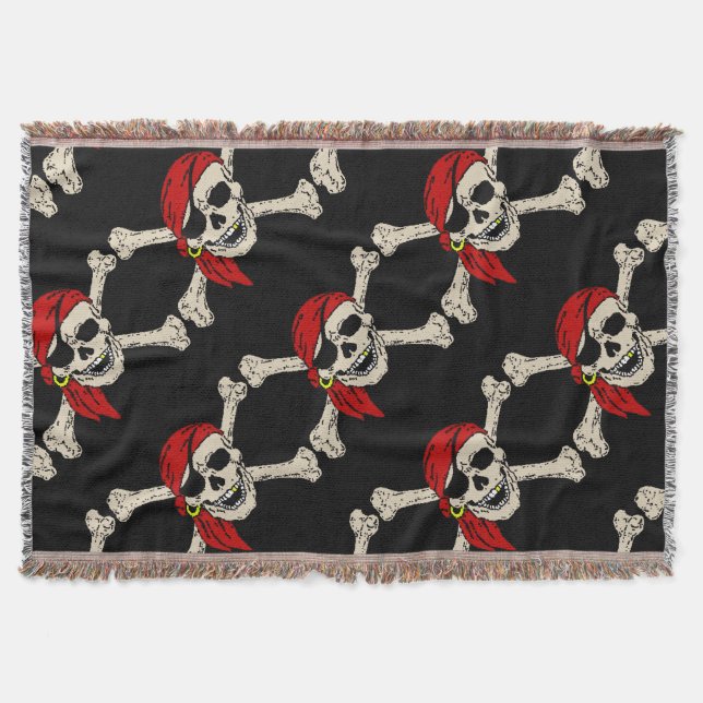 Jolly Roger Pirat Skull Bones Red Bandanna Mysfilt (Framsidan)