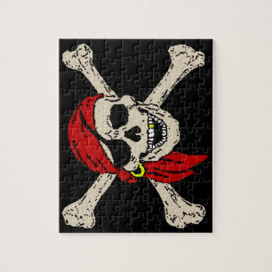 Jolly Roger Pirat Skull Bones Red Bandanna Pussel