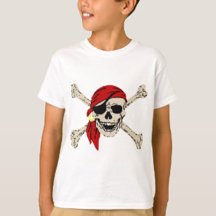 Jolly Roger Pirat Skull Bones Red Bandanna T-shirt