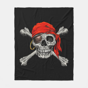 Jolly Roger Pirat Skull Crossbone Halloween Cost Fleecefilt
