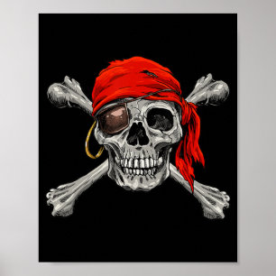 Jolly Roger Pirat Skull Crossbone Halloween Cost Poster