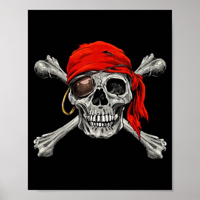 Jolly Roger Pirat Skull Crossbone Halloween Cost Poster (Framsidan)