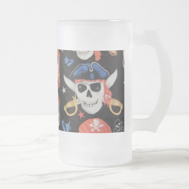Jolly Roger Pirat Skull Frostat Ölglas (Höger)
