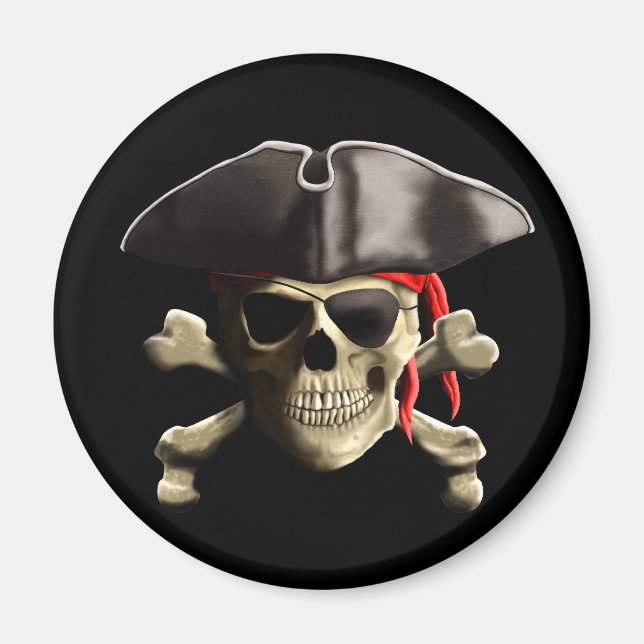 Jolly Roger Pirat Skull Magnet (Framsidan)
