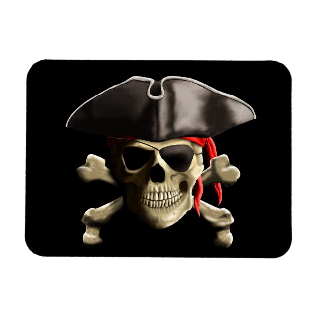 Jolly Roger Pirat Skull Magnet (Horisontell)