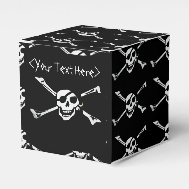 Jolly Roger Pirat Skull Mönster Cube Favor Box Presentaskar (Framsidan Sidan)