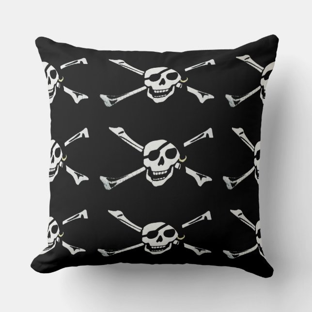 Jolly Roger Pirat Skull Mönster Dekorativ kudde (Framsida)