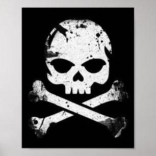 Jolly Roger Pirat Skull och Crossbone Flagga Hallo Poster