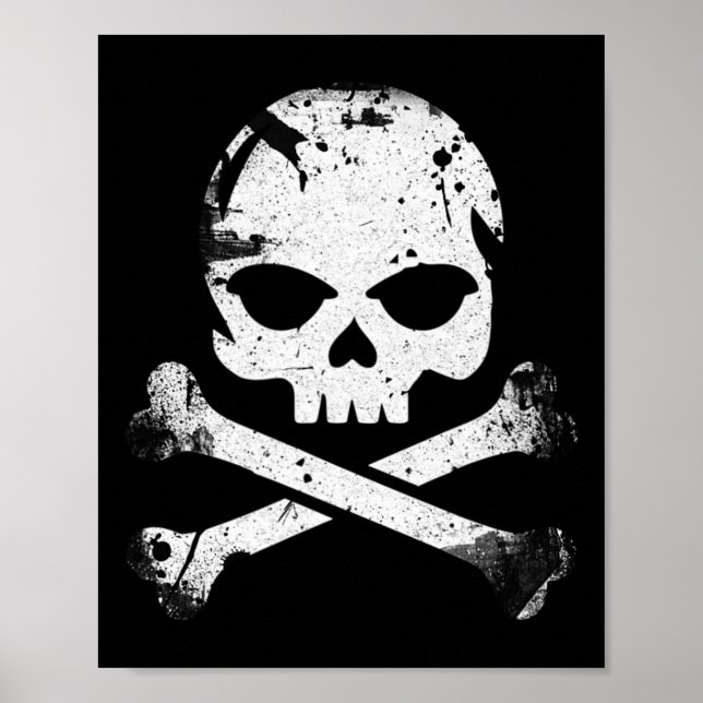 Jolly Roger Pirat Skull och Crossbone Flagga Hallo Poster (Framsidan)
