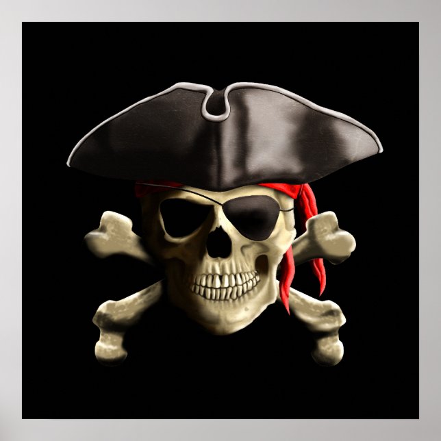 Jolly Roger Pirat Skull Poster (Framsidan)