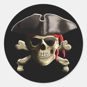 Jolly Roger Pirat Skull Runt Klistermärke