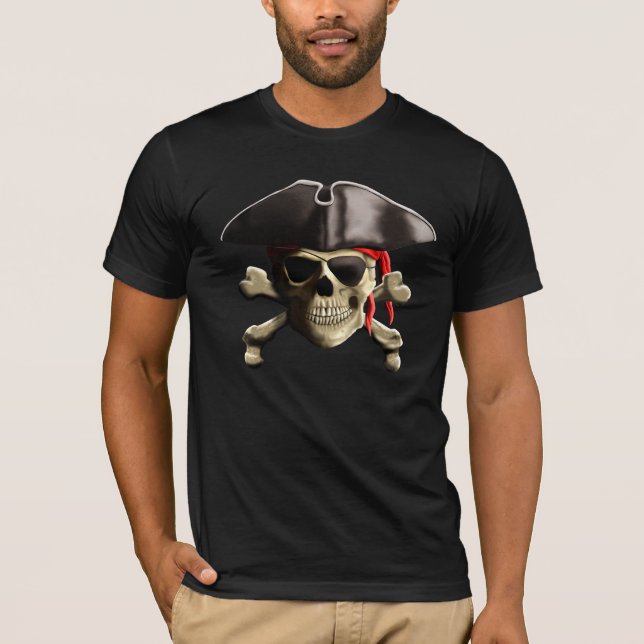 Jolly Roger Pirat Skull Tee Shirt (Framsida)