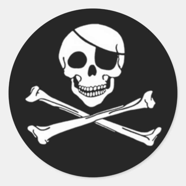 Jolly Roger Pirat Stickers Runt Klistermärke (Framsida)
