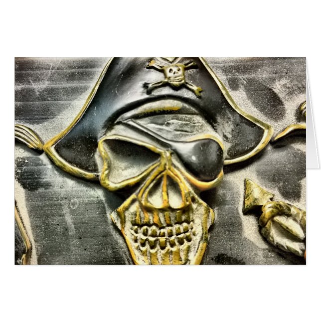 Jolly Roger Pirat Treasure Chest Hälsningskort (Framsidan Horizontal)