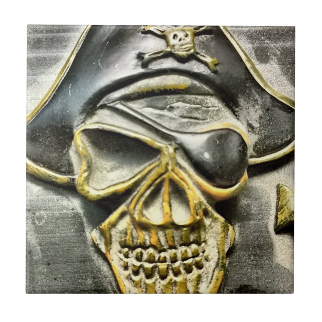 Jolly Roger Pirat Treasure Chest Kakelplatta (Framsidan)