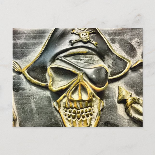 Jolly Roger Pirat Treasure Chest Vykort (Framsida)