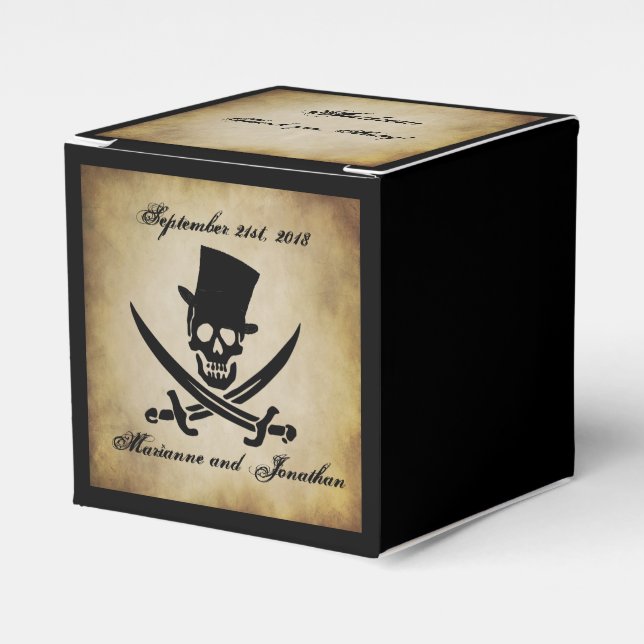 Jolly Roger Pirat Wedding Favor Box Presentaskar (Framsidan Sidan)