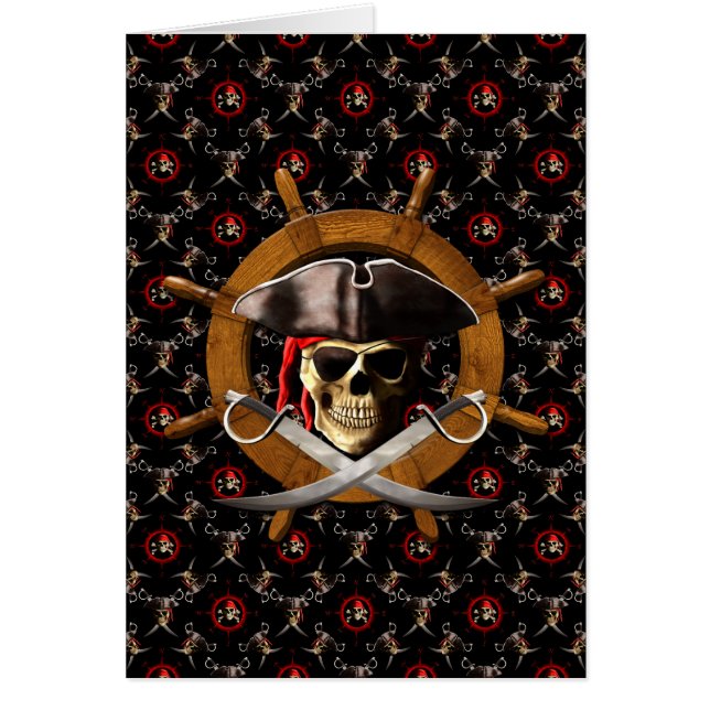 Jolly Roger Pirat Wheel Hälsningskort (Framsidan)