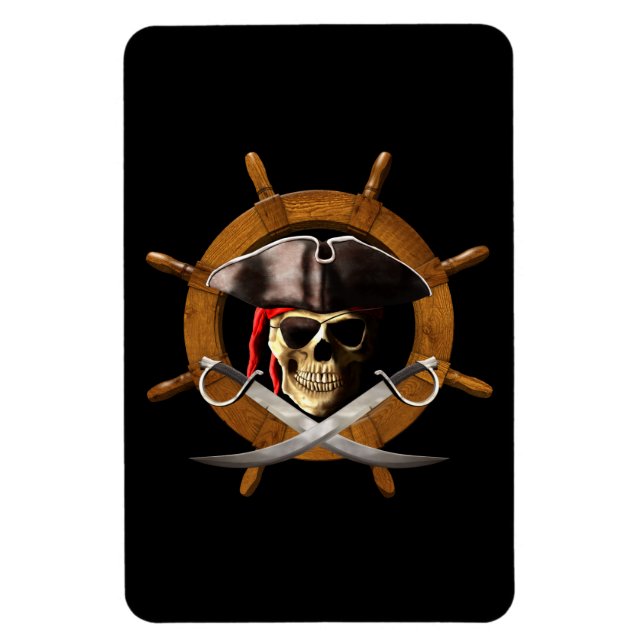 Jolly Roger Pirat Wheel Magnet (Vertikal)