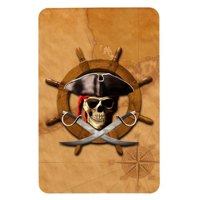 Jolly Roger Pirat Wheel Magnet (Vertikal)