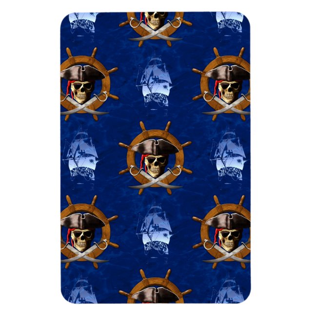 Jolly Roger Pirat Wheel Magnet (Vertikal)