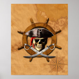Jolly Roger Pirat Wheel Poster