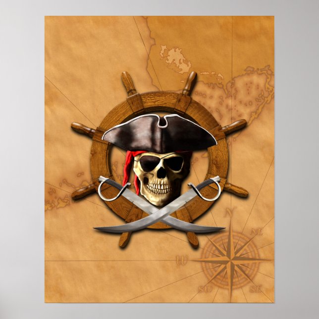 Jolly Roger Pirat Wheel Poster (Framsidan)