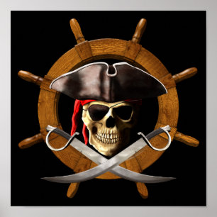 Jolly Roger Pirat Wheel Poster
