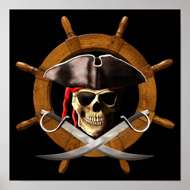 Jolly Roger Pirat Wheel Poster (Framsidan)