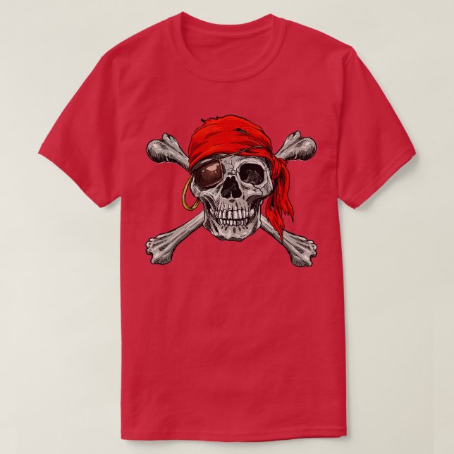 Jolly Roger Pirate Skull Crossbones Halloween Cost T Shirt (Design framsida)