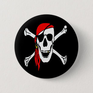 Jolly Roger Pirater Skull och Bones Knapp