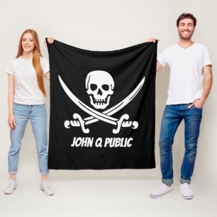 Jolly Roger piratflagga med namn Fleecefilt