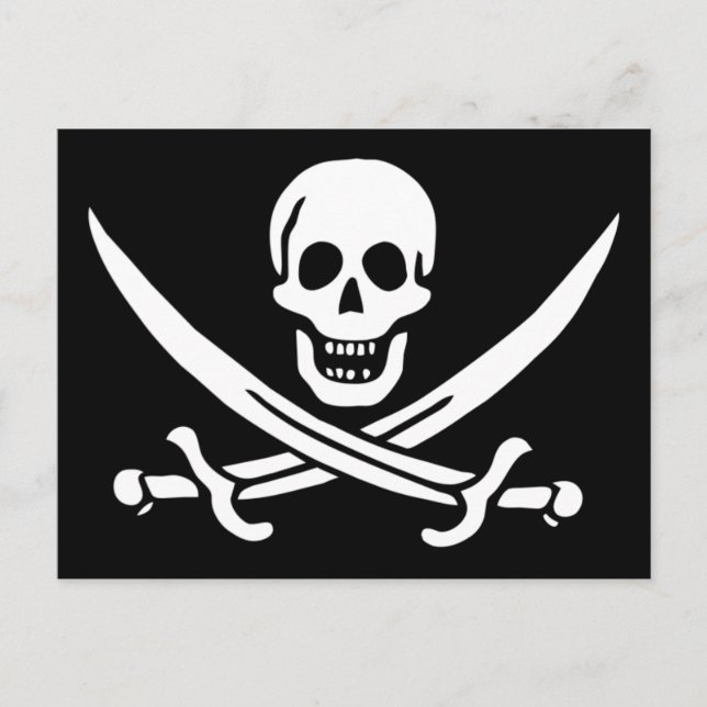 Jolly Roger Piratflagga Postkort Vykort (Framsida)