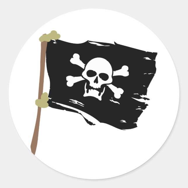 Jolly Roger piratflagga Runt Klistermärke (Framsida)