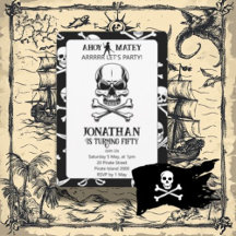 Jolly Roger piratfödelsedagsinbjudan