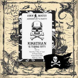 Jolly Roger piratfödelsedagsinbjudan Inbjudningar