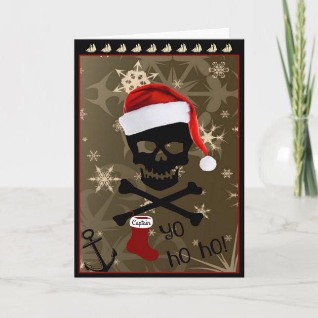 Jolly Roger piratjul Helgkort (Framsida)