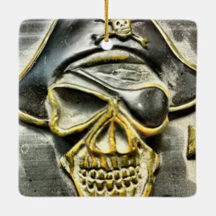Jolly Roger Piratskattkista Julgransprydnad Keramik