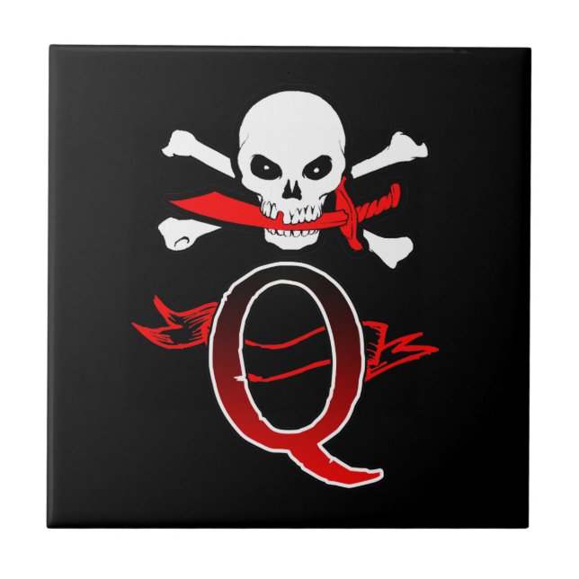 Jolly Roger Q Monogram Initial Kakelplatta (Framsidan)