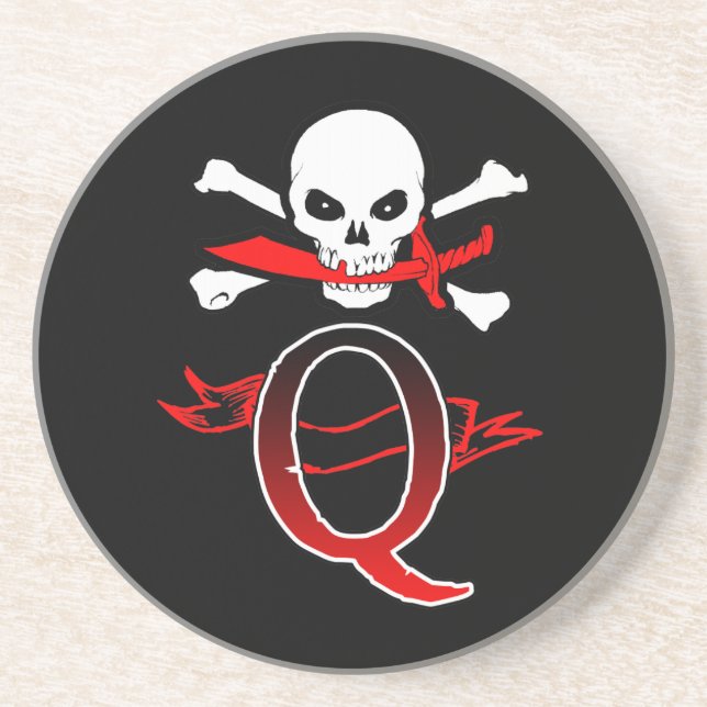 Jolly Roger Q Monogram Initial Underlägg (Framsidan)
