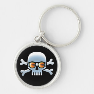 Jolly Roger Rund Silverfärgad Nyckelring