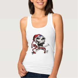 Jolly Roger Skull och Crossbone Linne Med Racerback