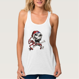Jolly Roger Skull och Crossbone Linne Med Racerback
