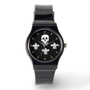 JOLLY ROGER SKULL OCH TRE LILIES FLAGGA ARMBANDSUR