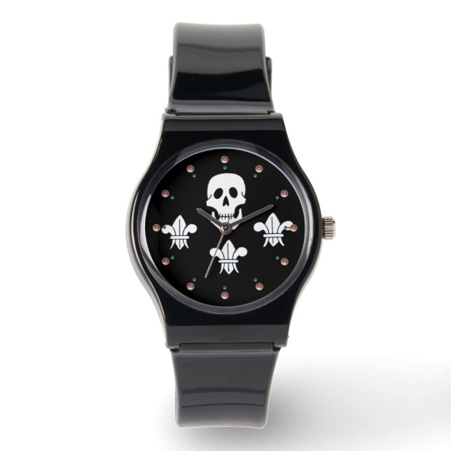 JOLLY ROGER SKULL OCH TRE LILIES FLAGGA ARMBANDSUR (Framsida)