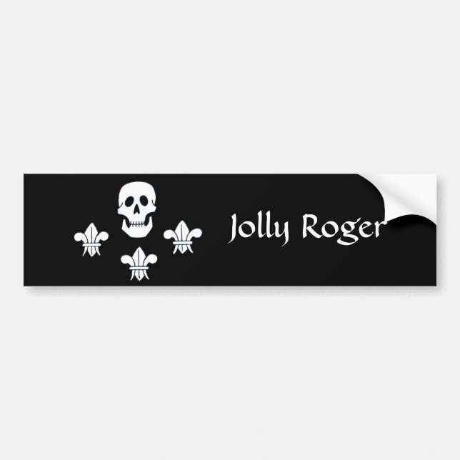 JOLLY ROGER SKULL OCH TRE LILIES FLAGGA BILDEKAL (Framsidan)