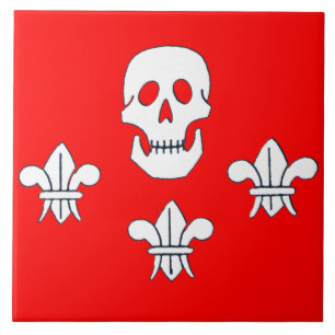 JOLLY ROGER SKULL OCH TRE LILIES FLAGGA KAKELPLATTA