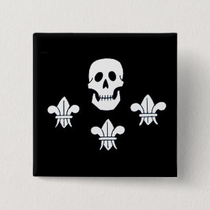 JOLLY ROGER SKULL OCH TRE LILIES FLAGGA KNAPP