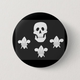 JOLLY ROGER SKULL OCH TRE LILIES FLAGGA KNAPP
