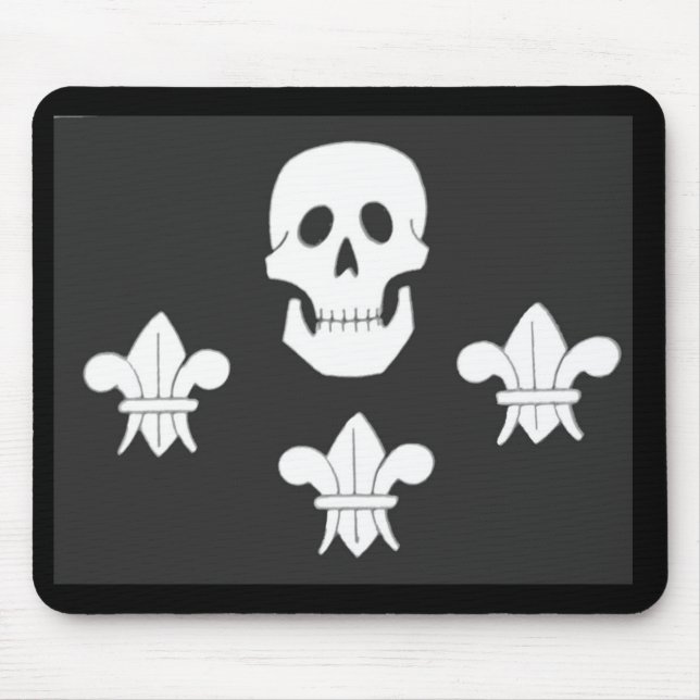 JOLLY ROGER SKULL OCH TRE LILIES FLAGGA MUSMATTA (Framsidan)
